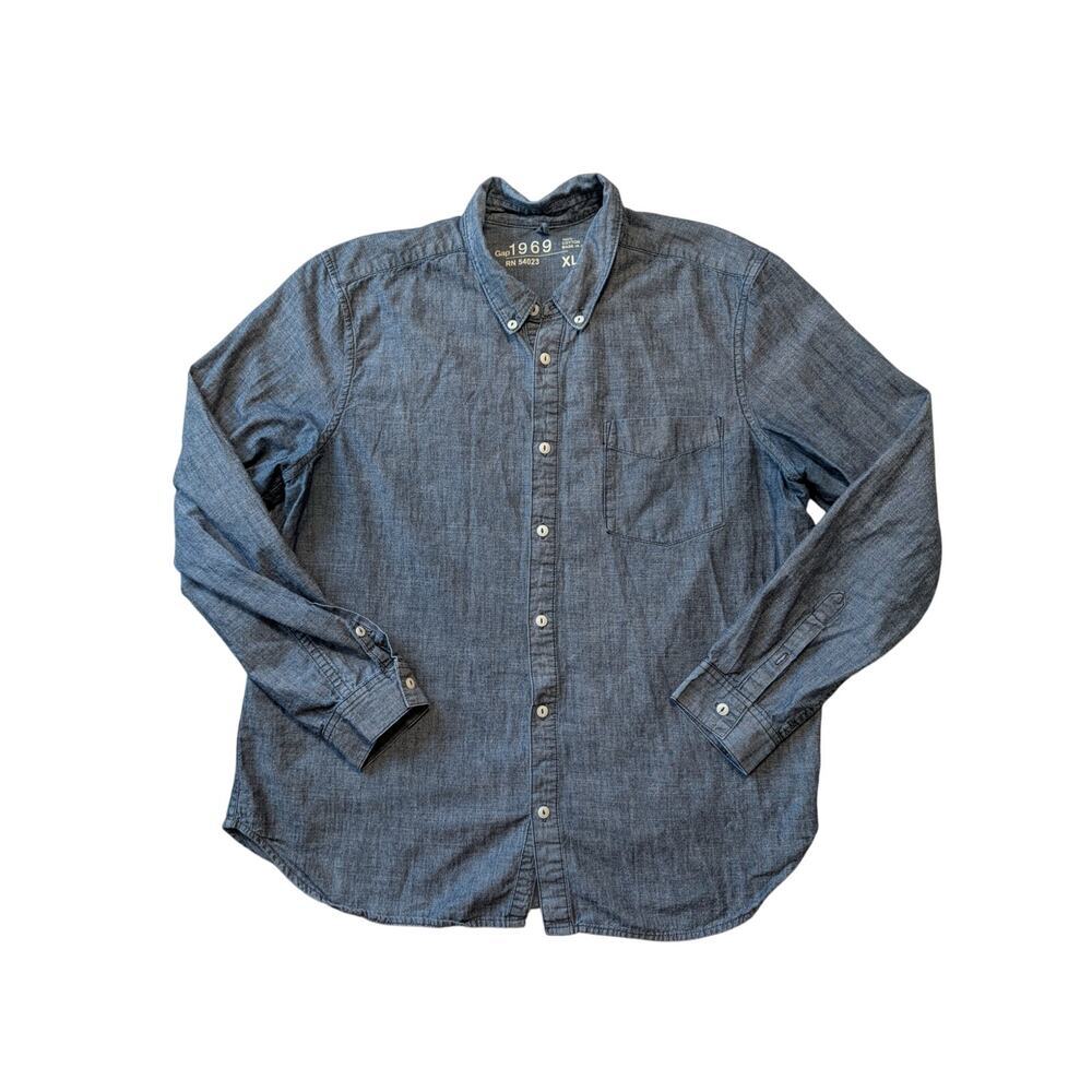 GAP 1969 Lightweight Denim, long sleeve Men's shirt XL, blue 100% cotton